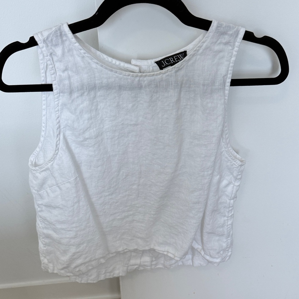 J. Crew White Linen Sleeveless Boxy Crop Tank, size S